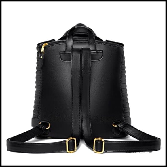 Leather Backpack with Chain Strap, Zipper Closure, Utility Pocket main image 7